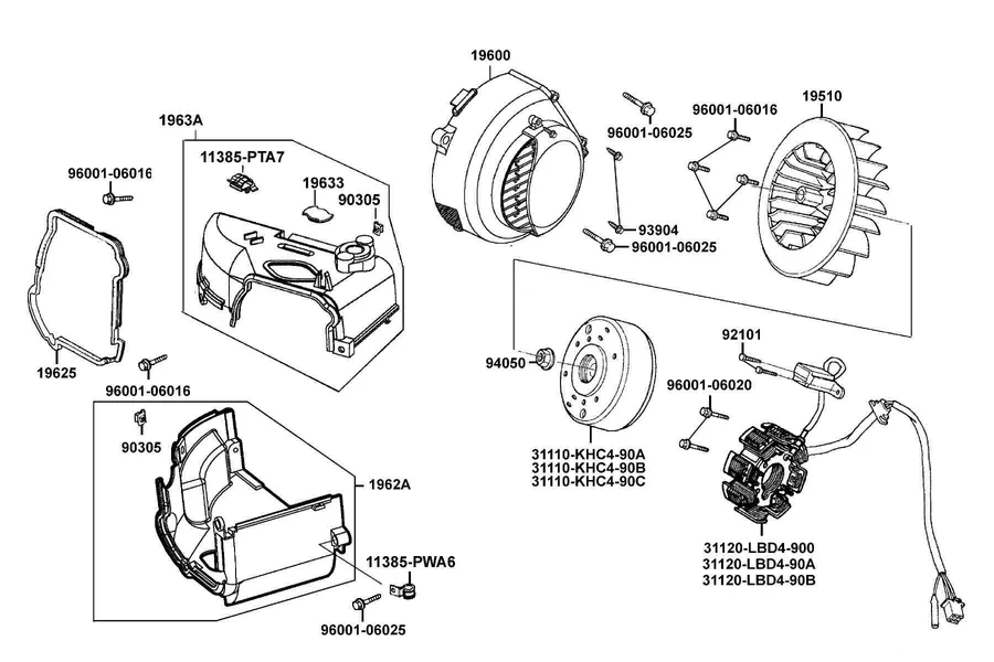 E07 Fan Cover and Generator parts diagram