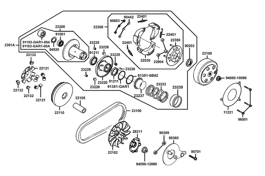 E05 Transmission Pulley parts diagram