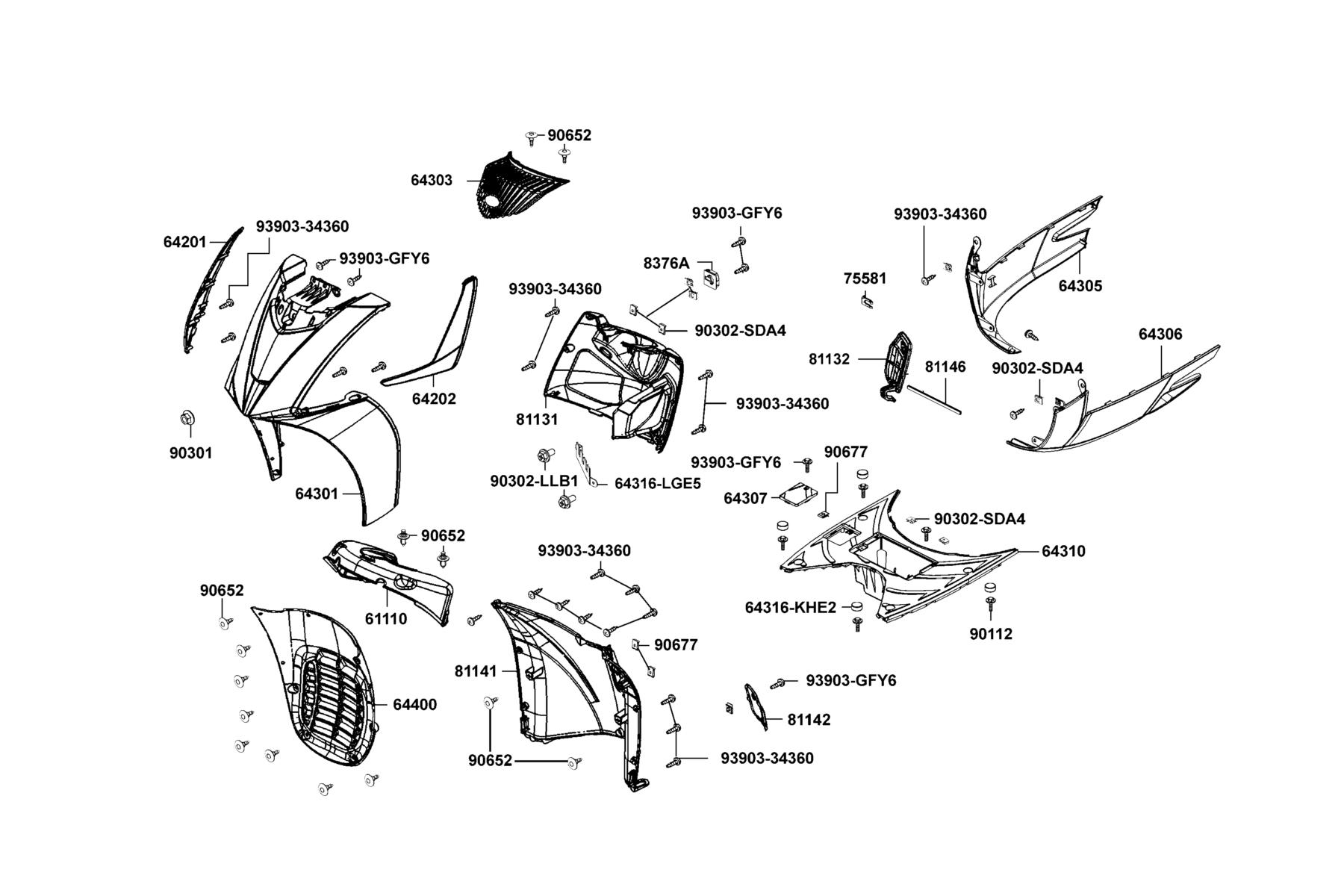 PEOPLE GTi 300 (2016~) Fender Front parts diagram
