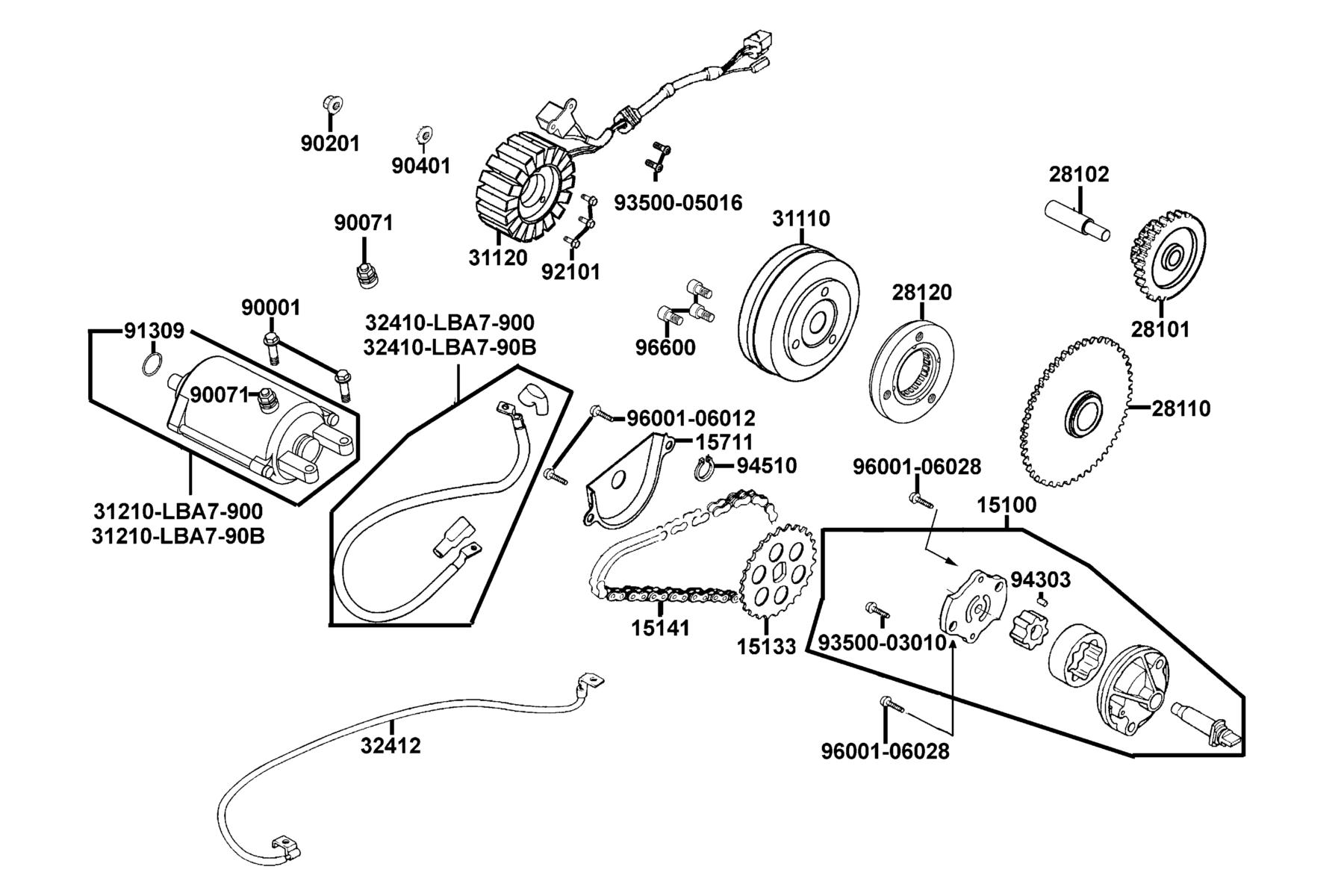 MAXXER 300(2019) Starting Motor ● Generator parts diagram