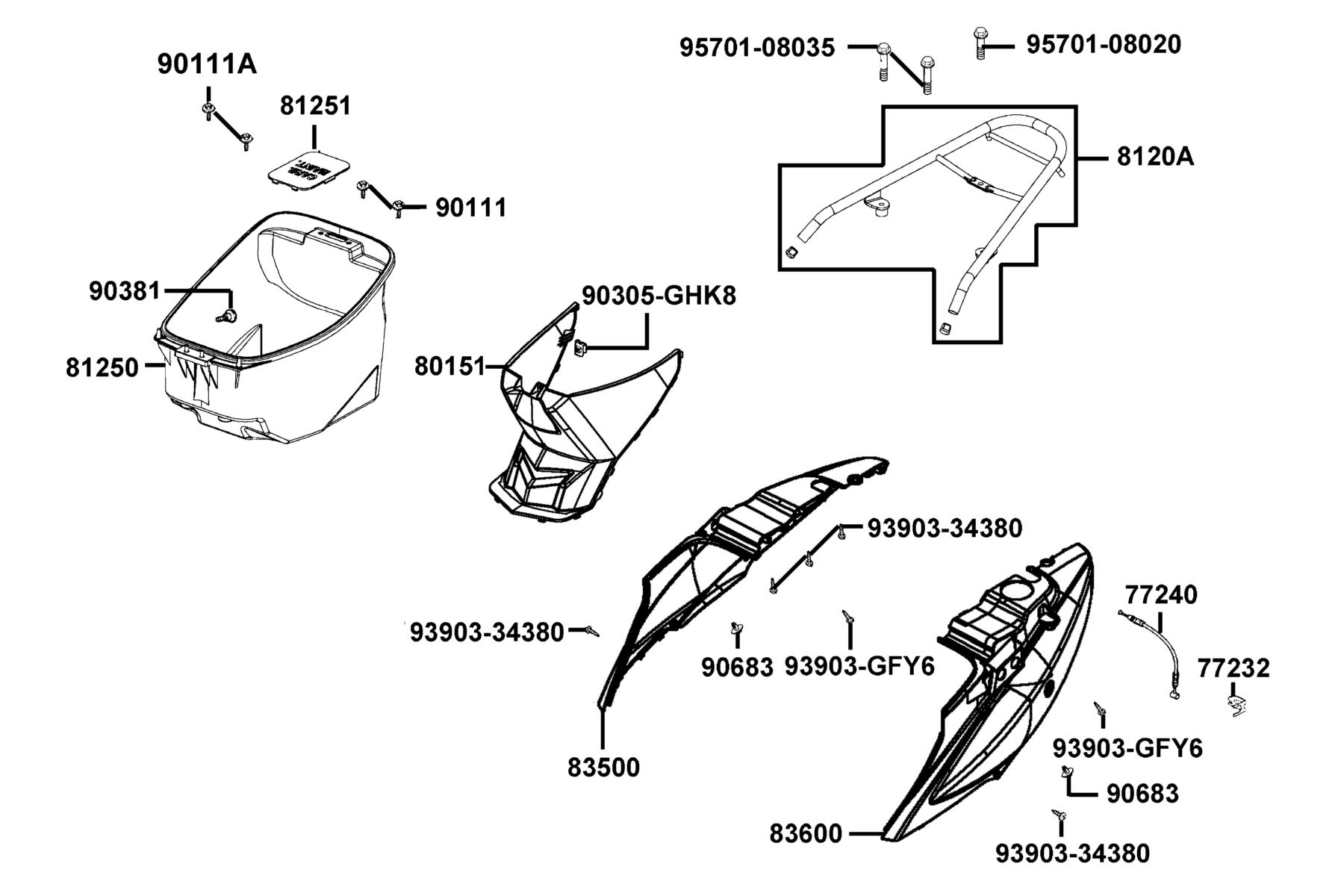 Agility 50 MY2025 Body Cover ● Luggage Box parts diagram