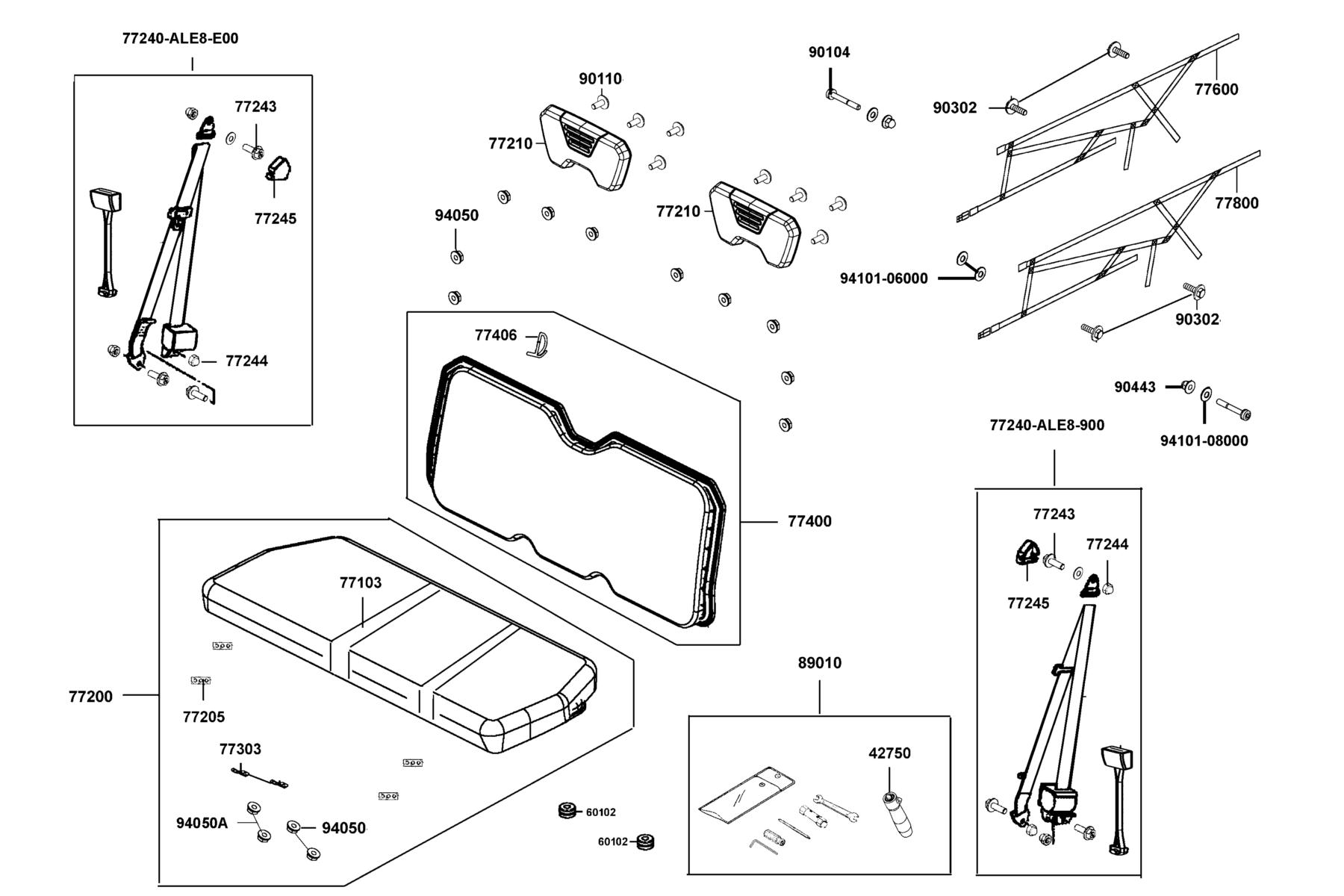 UXV 450(2021) Seat Assy parts diagram