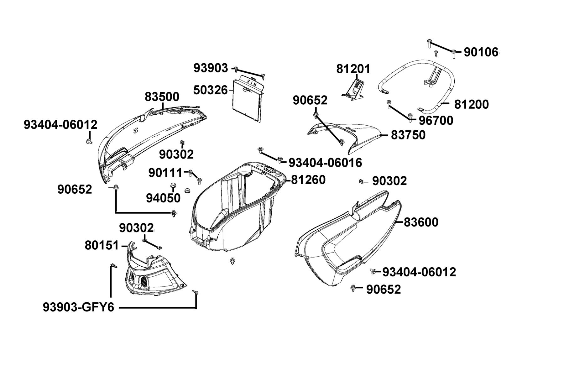 NEW LIKE 150 (2019) Body Cover ● Luggage Box parts diagram