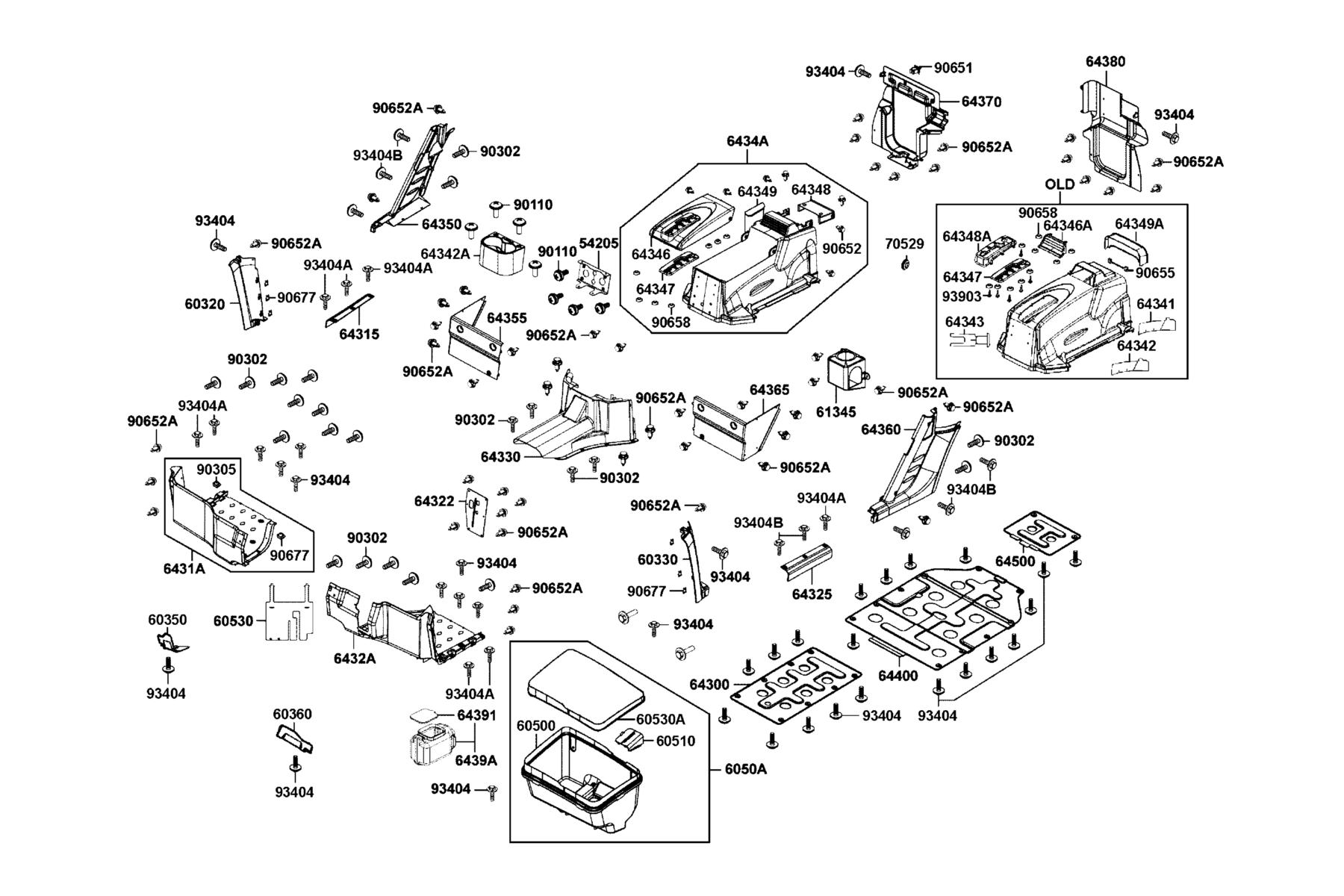 UXV 700i HE (2016~) Box Assy Luggage● Panel Assy R/L Footrest parts diagram