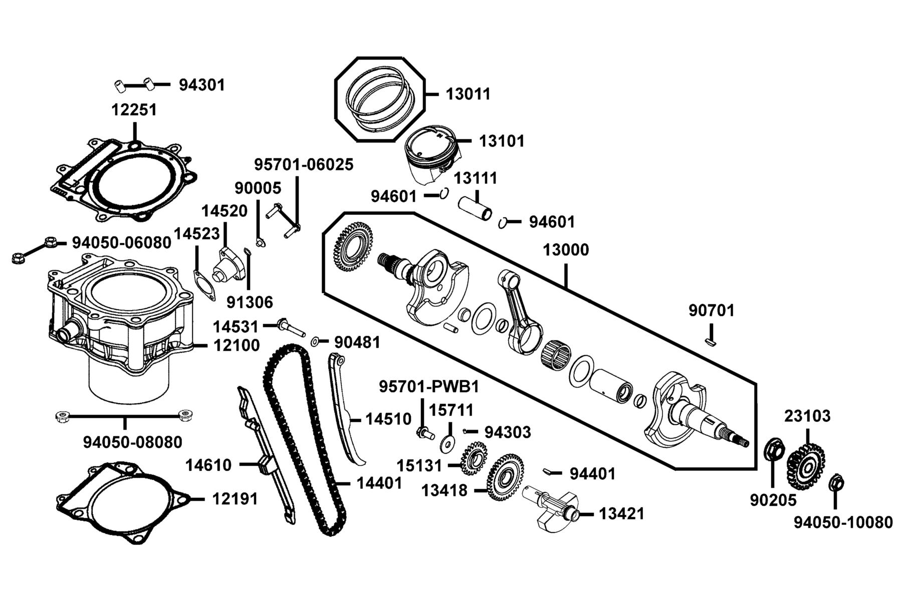 UXV 450i CAMO (2017~) Cylinder ● Piston ● Crankshaft parts diagram