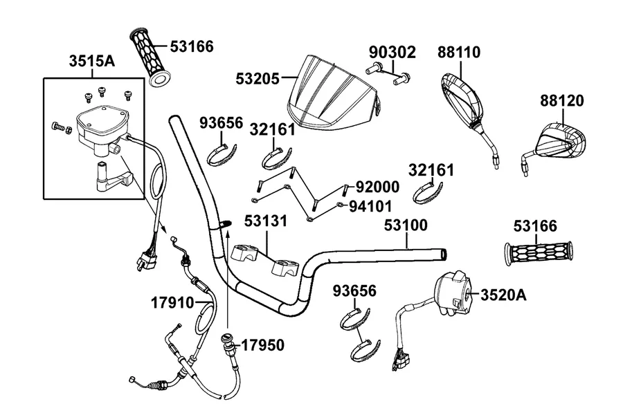 F03 Handle Steering parts diagram