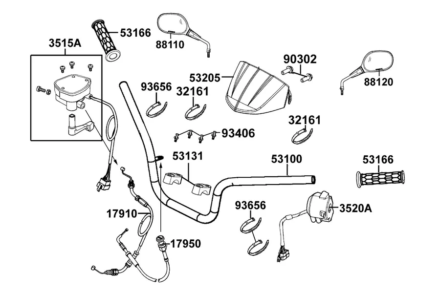 F03 Handle Steering parts diagram