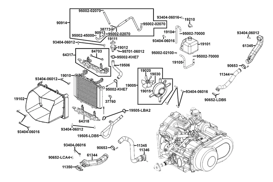 F20 Radiator parts diagram