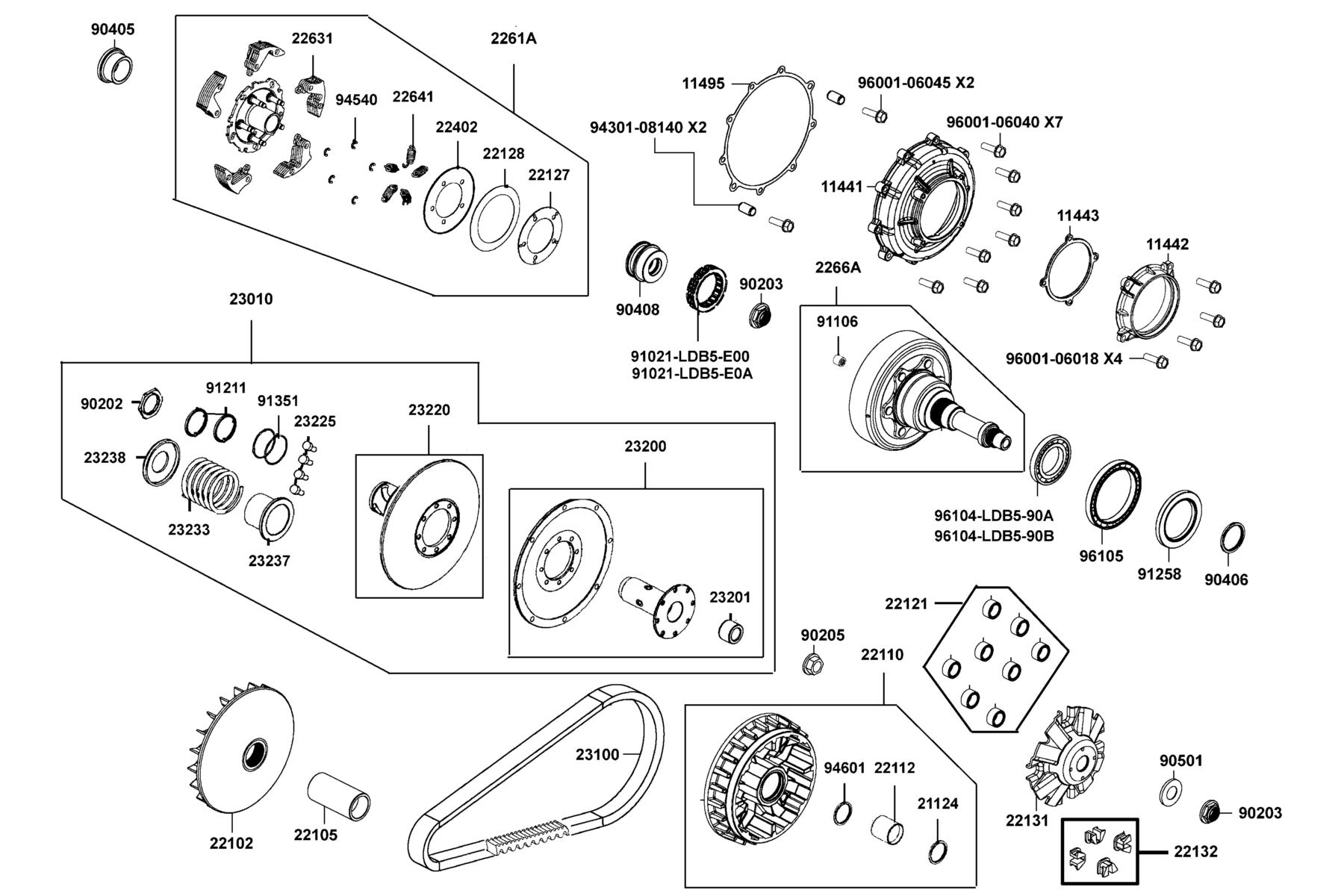 UXV 700i LE (2023MY) Drive Pulley parts diagram