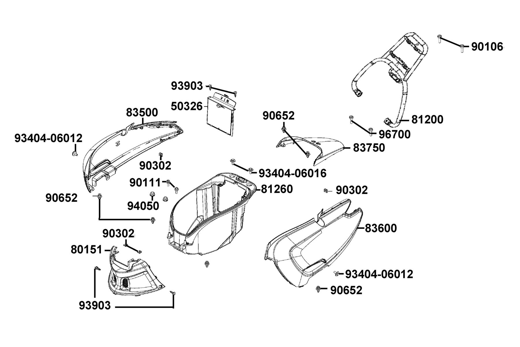 LikeII 150i ABS Noodoe (2020 Body Cover ● Luggage Box parts diagram