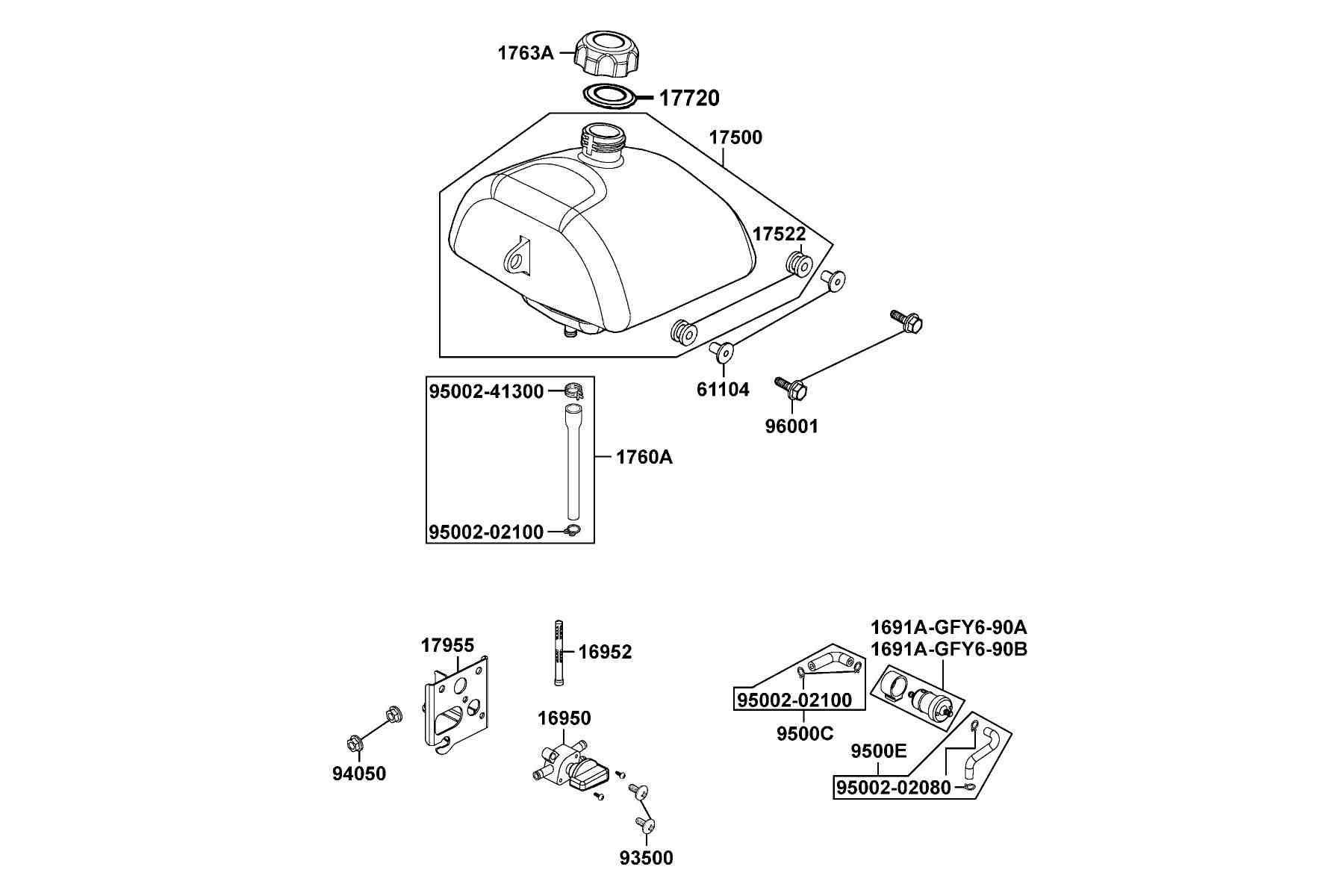 KYMCO Mongoose 90 (2004) Fuel Tank parts diagram