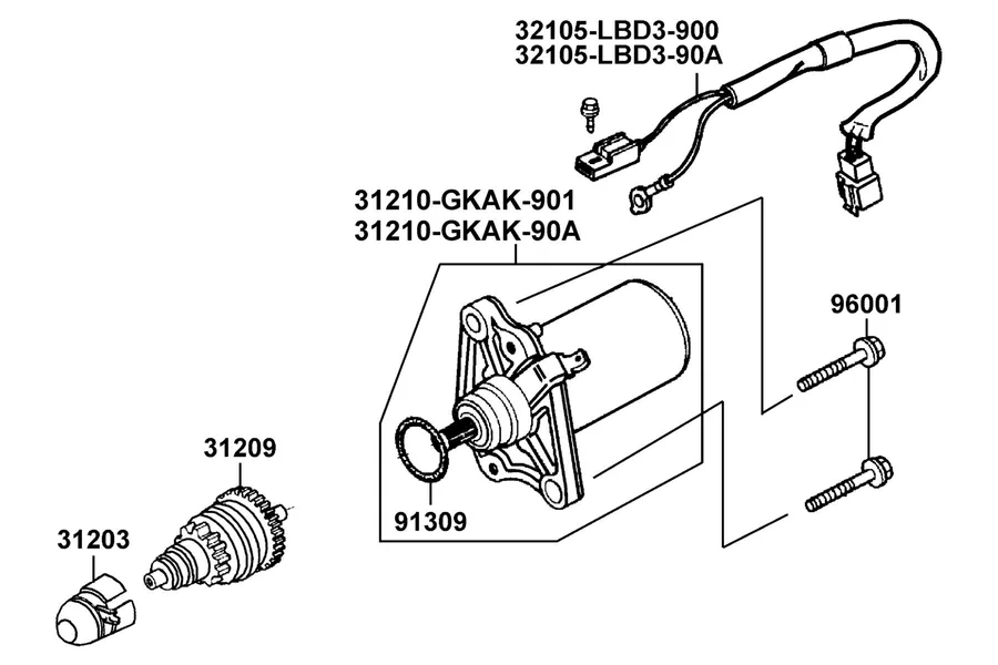 E04 Starting Motor parts diagram