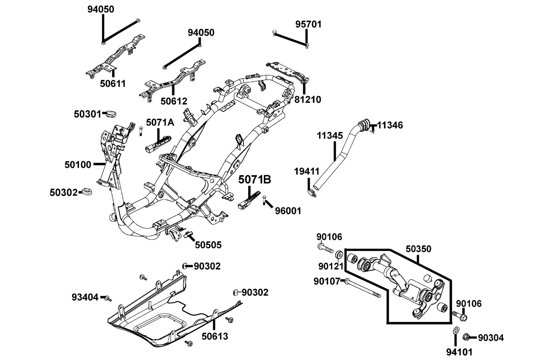LIKE 200(2010~) Frame Body parts diagram