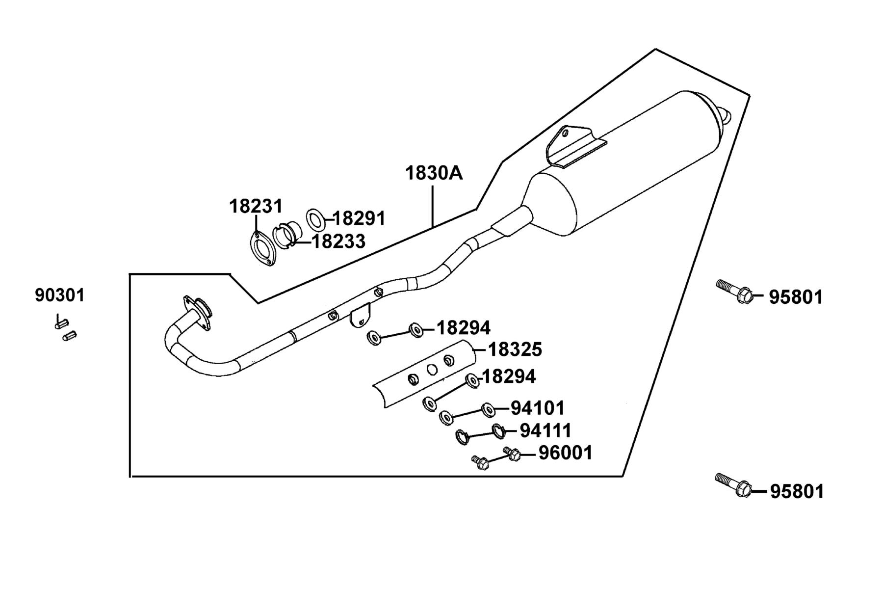 MXU 150X 2025MY EPA Exhaust Muffler parts diagram