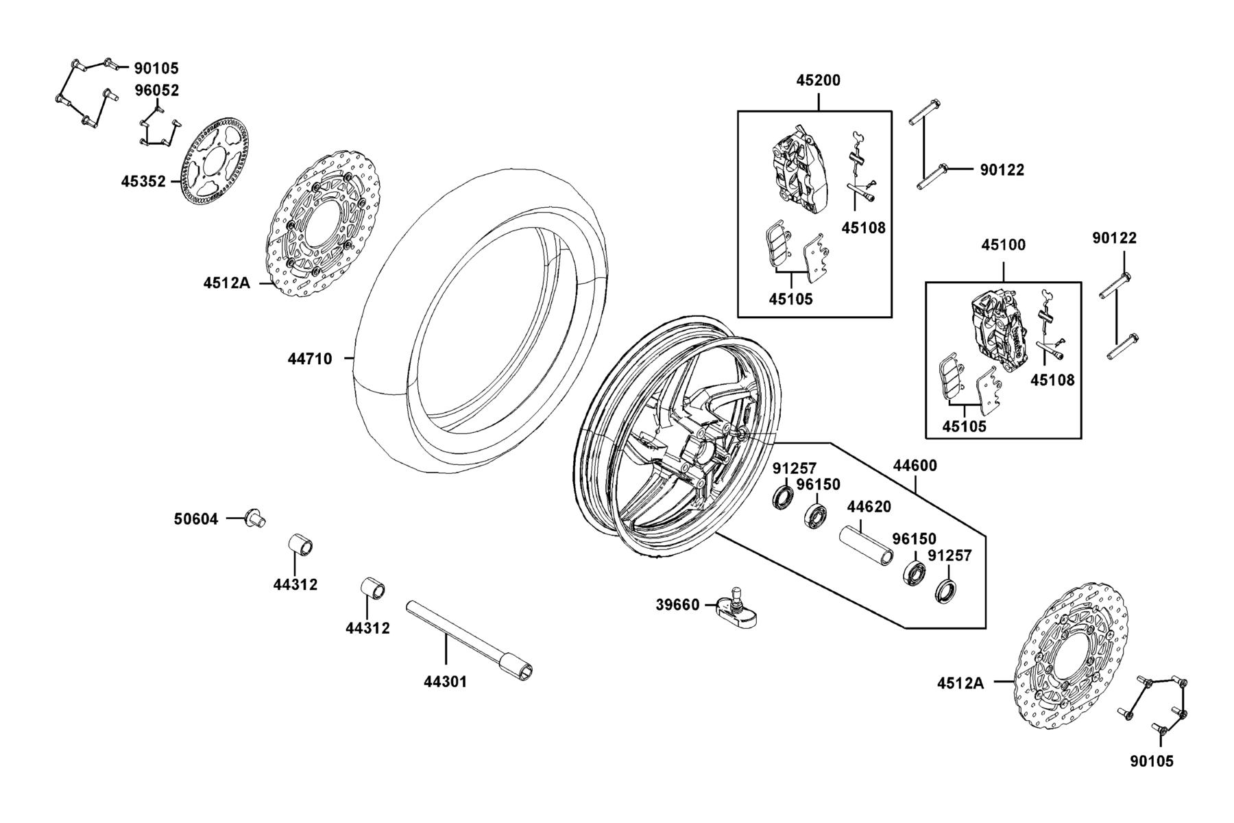 AK550 2022 Front Wheel parts diagram