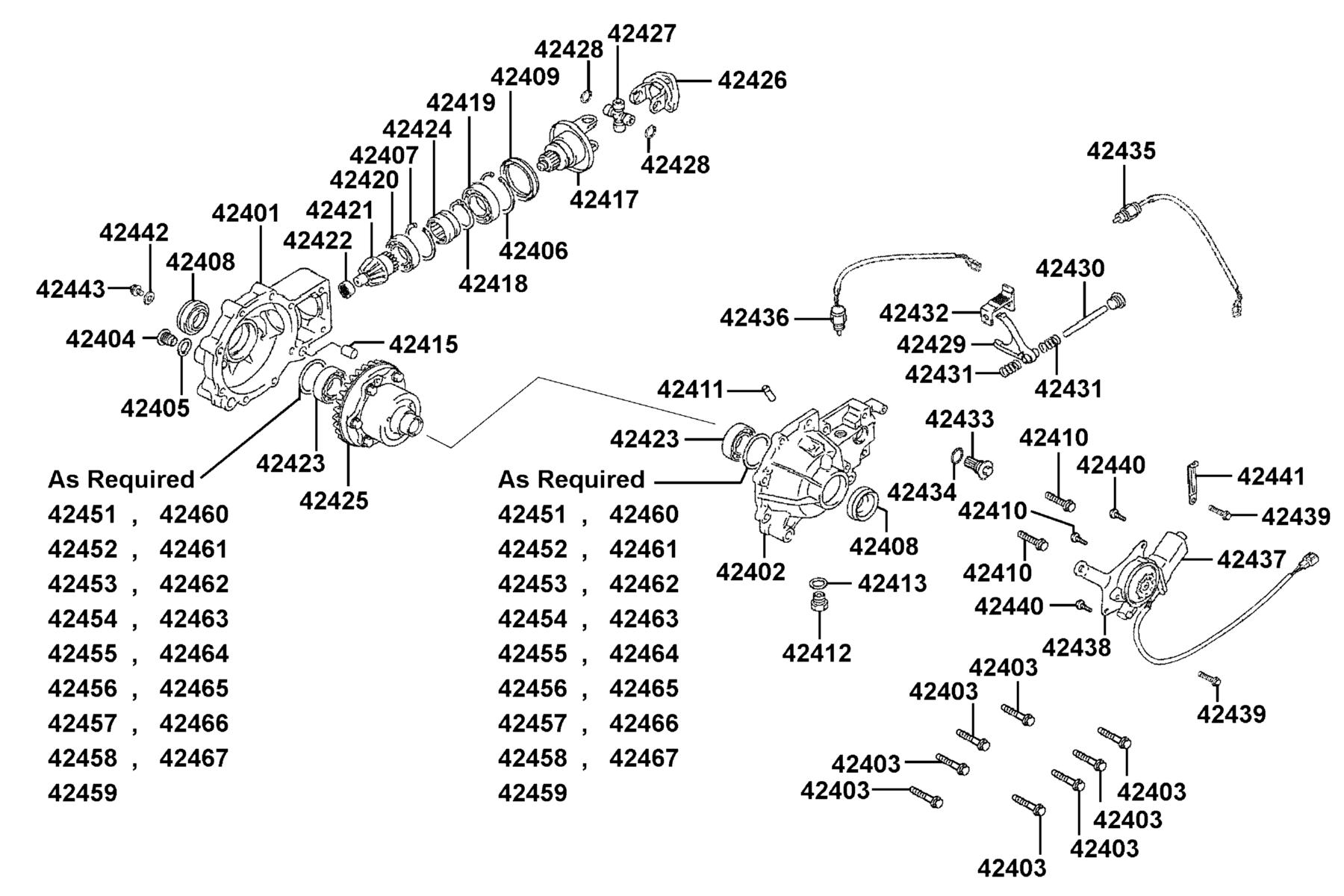 KYMCO MXU 500 Separated Parts Of Fr Final Differential parts diagram