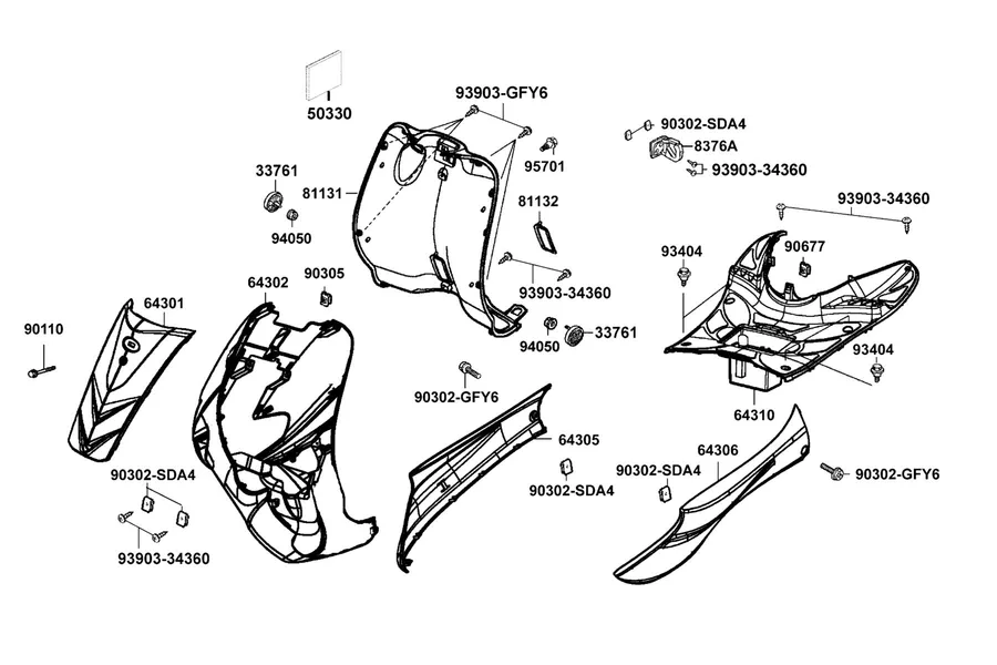 F05 Front Cover and Floor Panel parts diagram