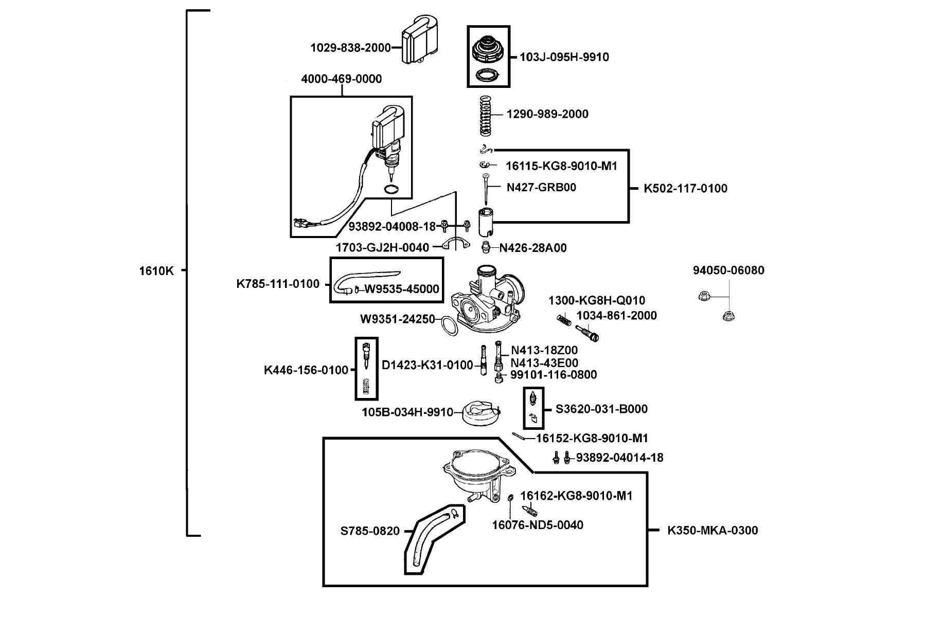 KYMCO Mongoose 90 (2007) Carburetor parts diagram
