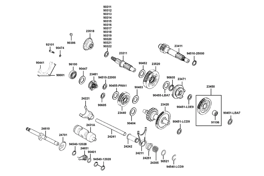 E08 Transmission parts diagram