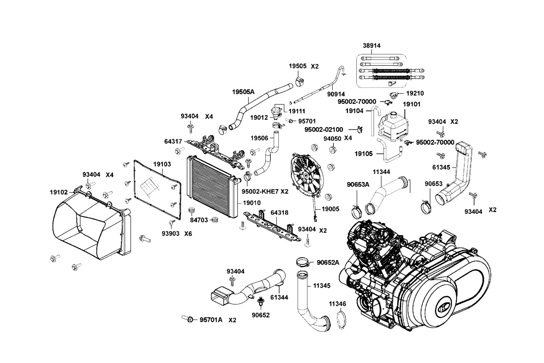 MXU 700 LE(2020) Radiator parts diagram