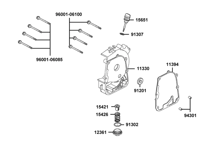 E04 Right Crankcase Cover parts diagram