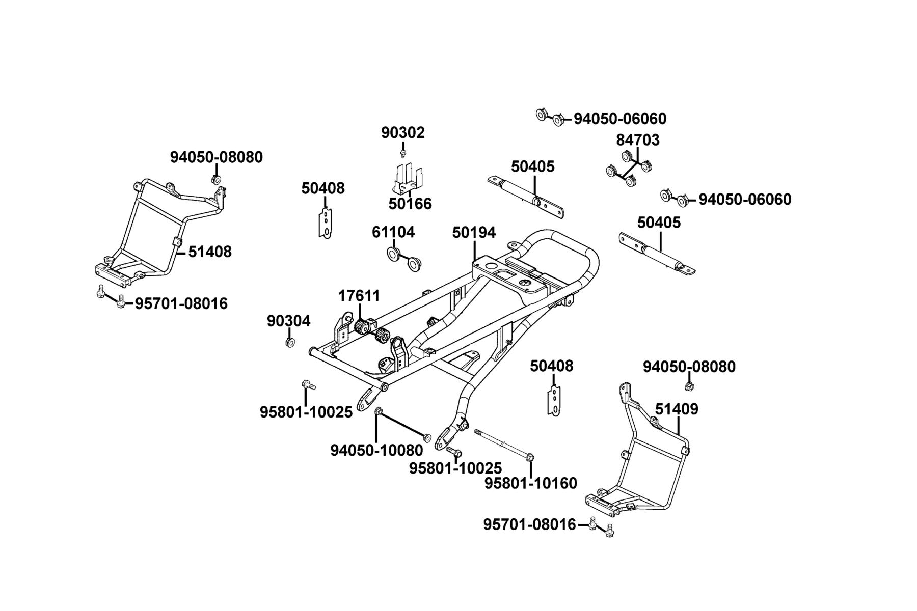 KYMCO ATV 300 Rear Pipe Sub Frame parts diagram