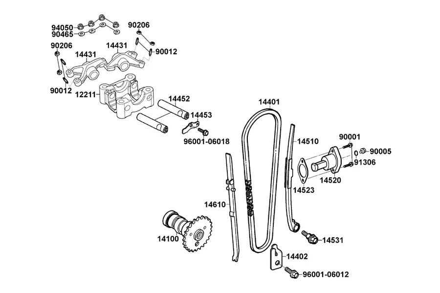 E02 Valve and Cam Shaft parts diagram