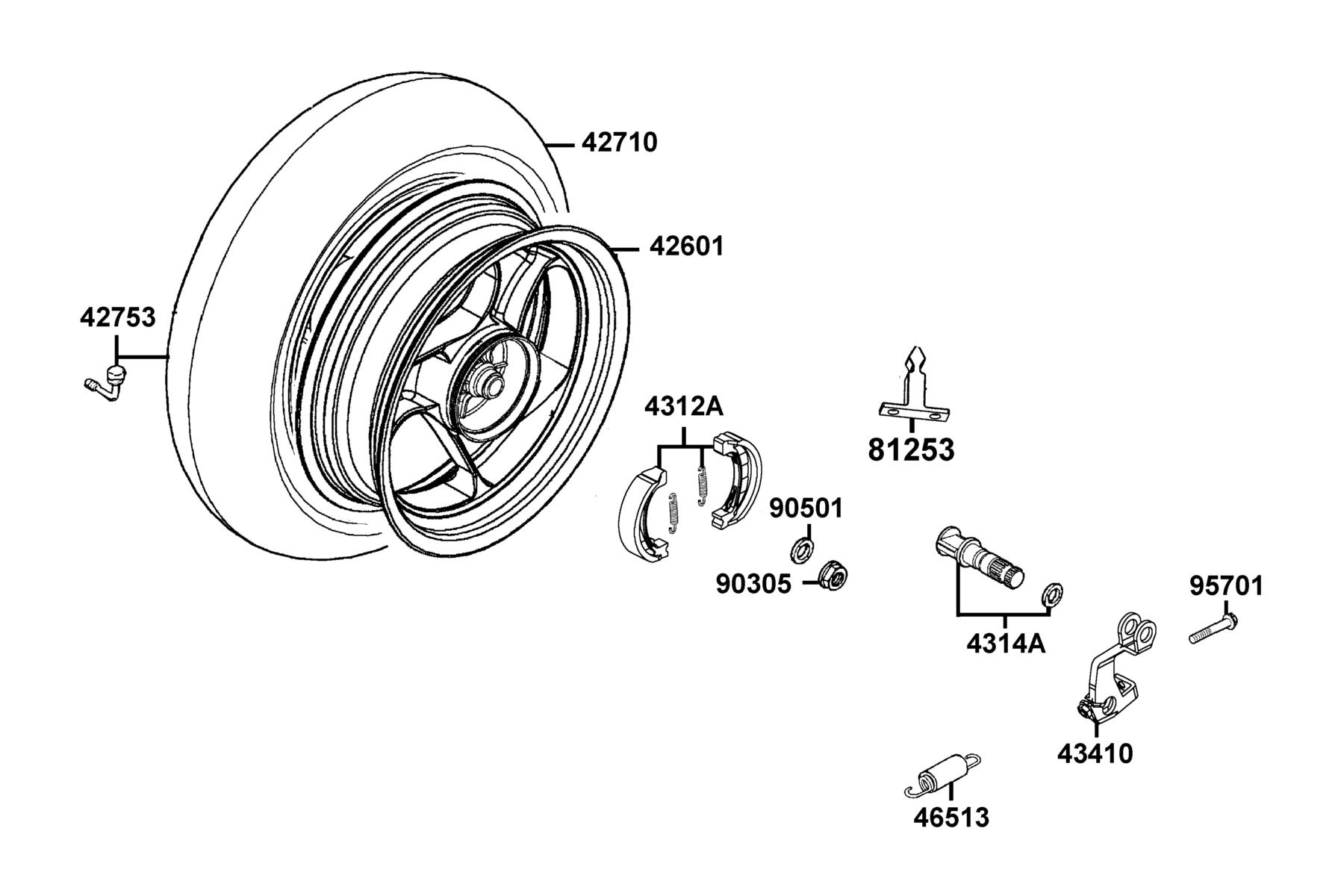 SUPER 8 150X(2020) Rear Wheel parts diagram