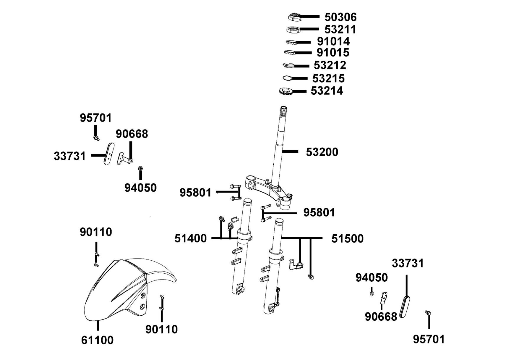 Agility 50 MY2025 Stem Steering ● Front Cushion parts diagram