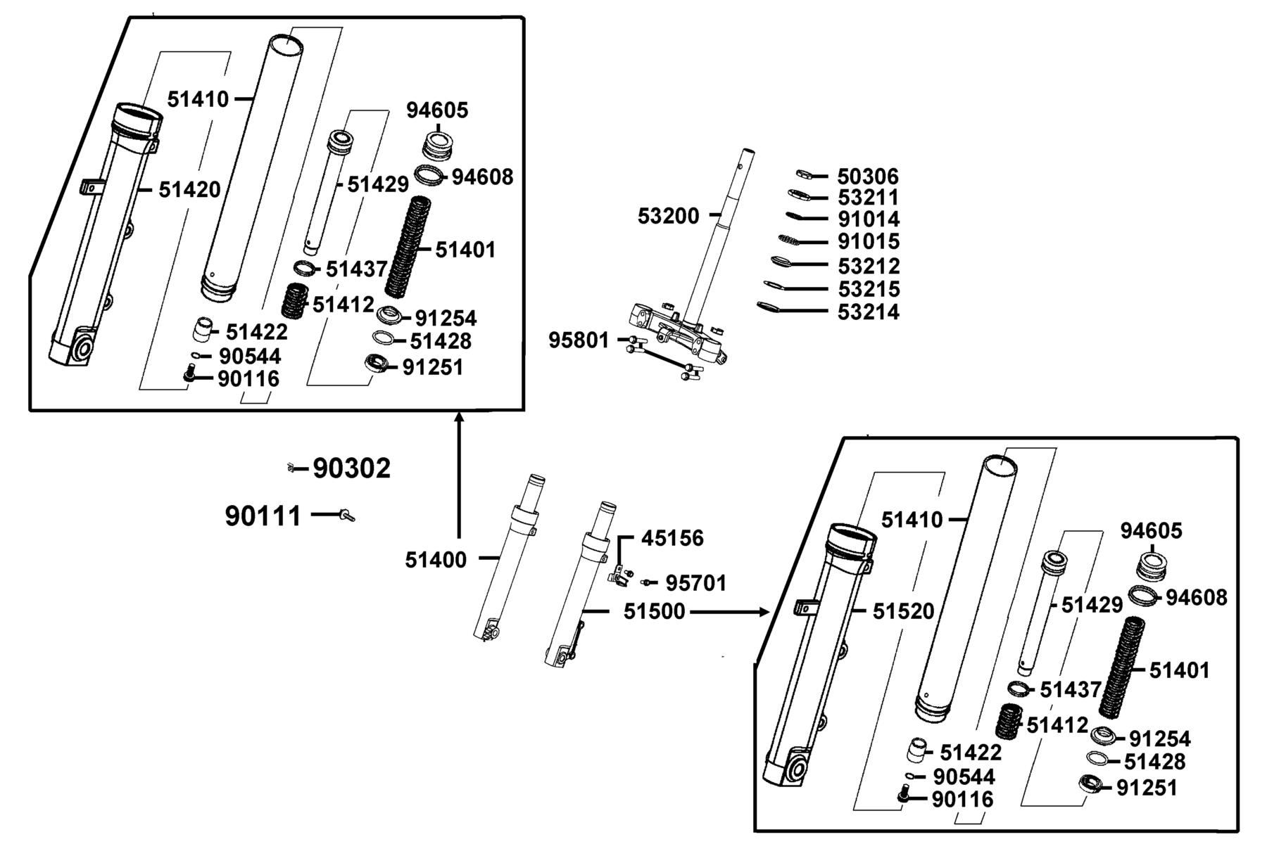 LIKE(2019~) Stem Steering ● Front Cushion parts diagram