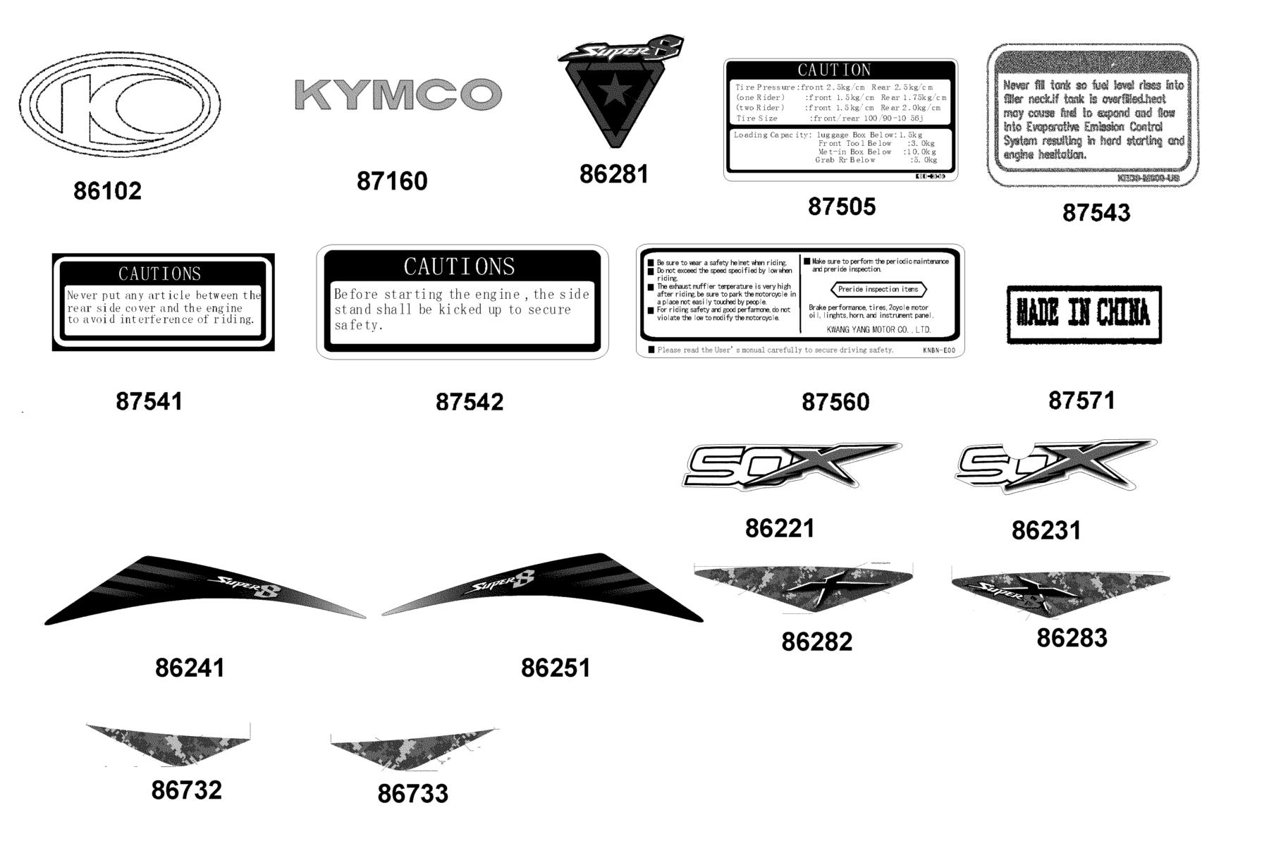 SUPER 8 50X (2017) Emblem ● Stripe parts diagram