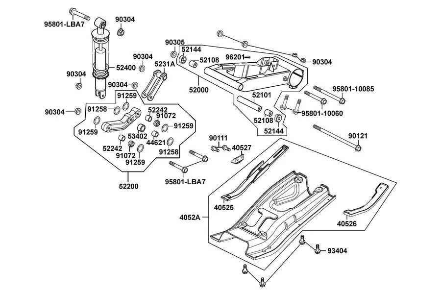 F18 Rear Fork parts diagram