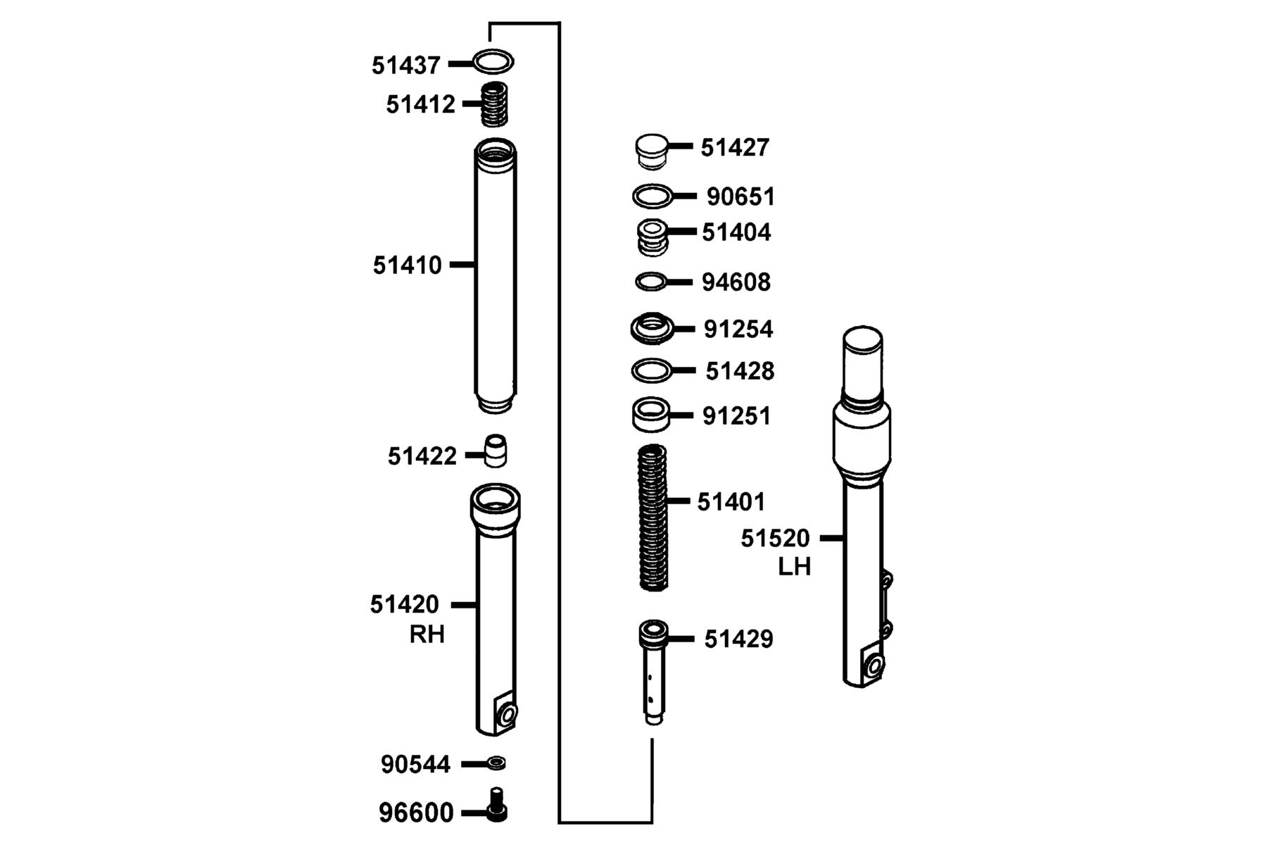 KYMCO PEOPLE 200 Separated Parts Of Fr Fork parts diagram