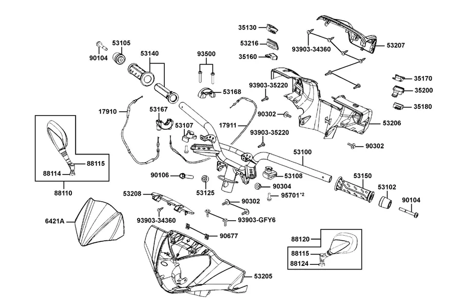F03 Handle Steering parts diagram