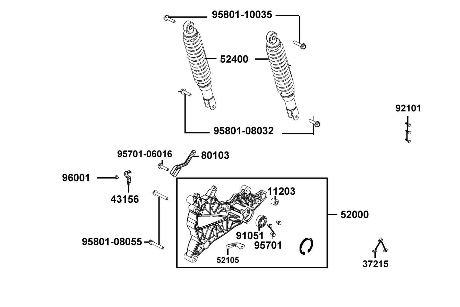 Like 150i ABS (2021) Rear Cushion parts diagram