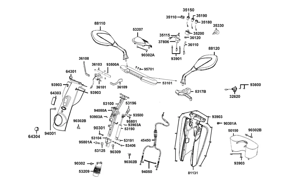 F02 Handle Steering parts diagram