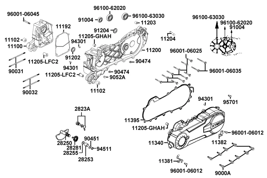 E01 Crank Case parts diagram