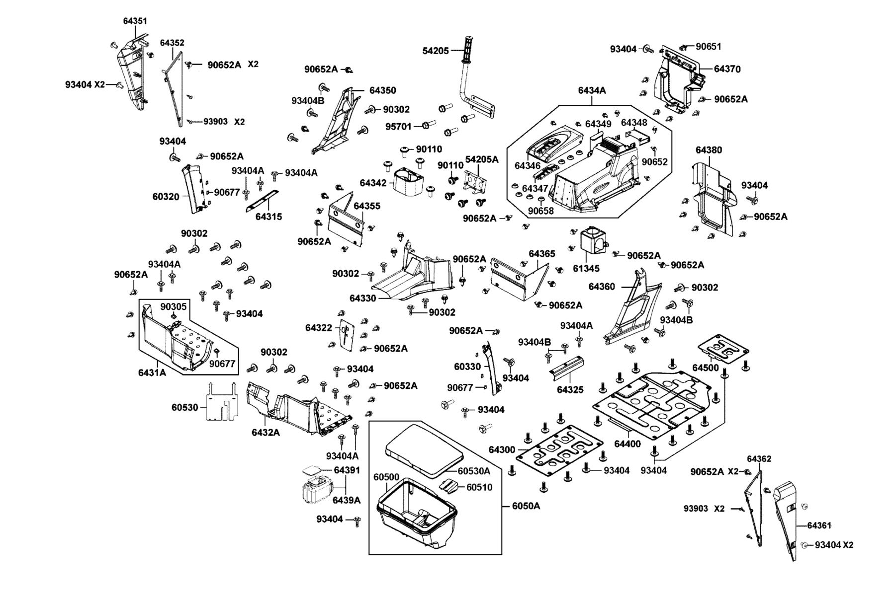 UXV 700i LE (2025MY) Box Assy Luggage● Panel Assy R/L Footrest parts diagram
