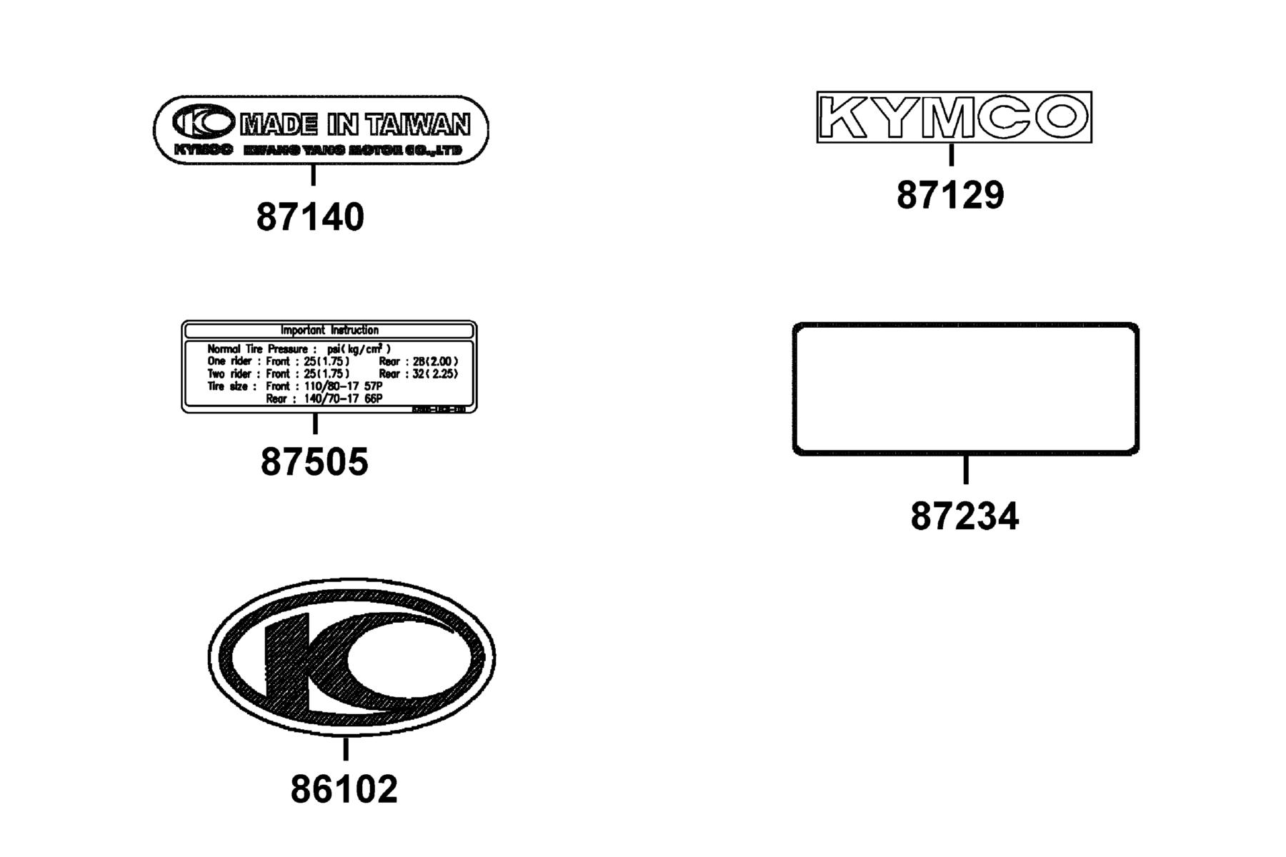KYMCO QUANNON 150 (2009-2009) Caution Label parts diagram