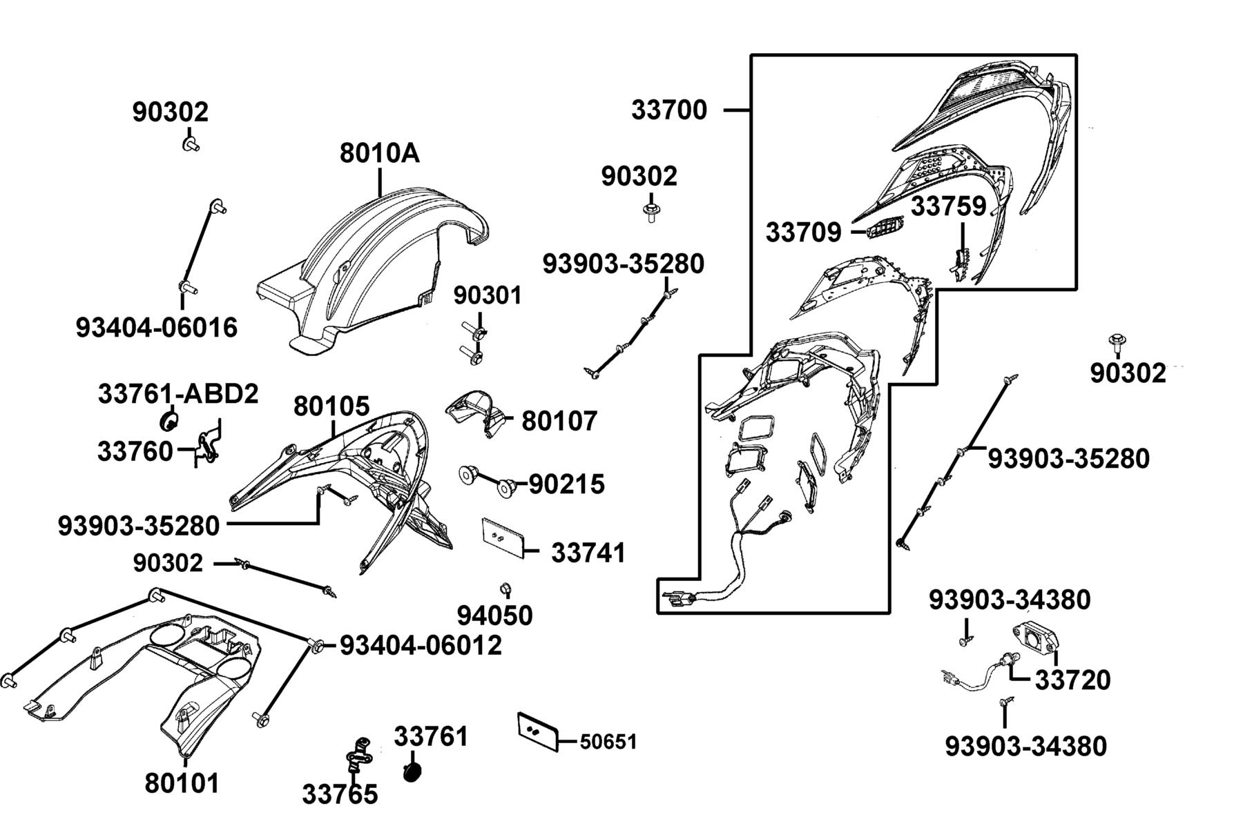 X-Town 300i ABS (2020) Tail Light parts diagram
