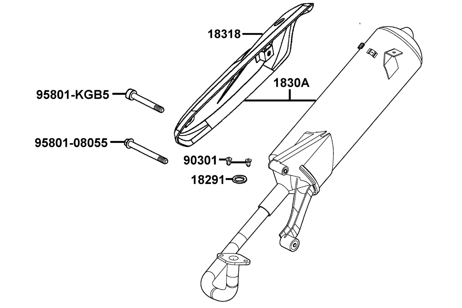 Agility 50 MY2025 Exhaust Muffler parts diagram