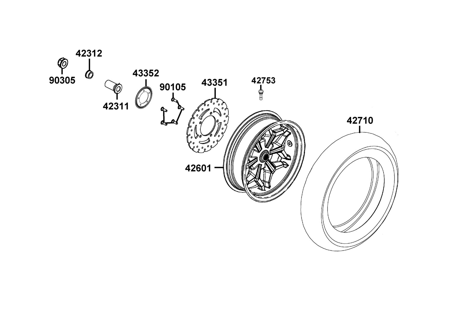 X-TOWN300i ABS (2019) Rear Wheel parts diagram