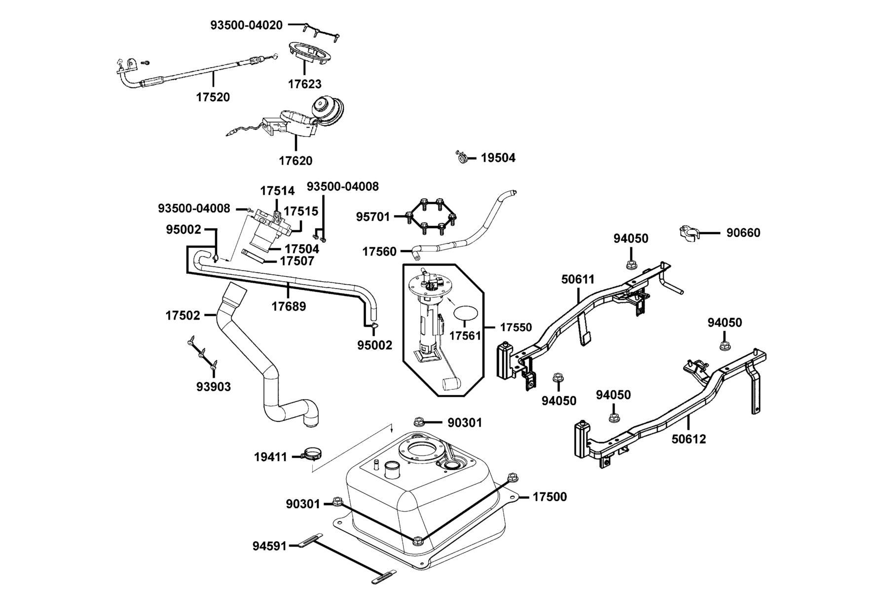 KYMCO XCITING R500i ABS (2009-2012) Fuel Tank parts diagram