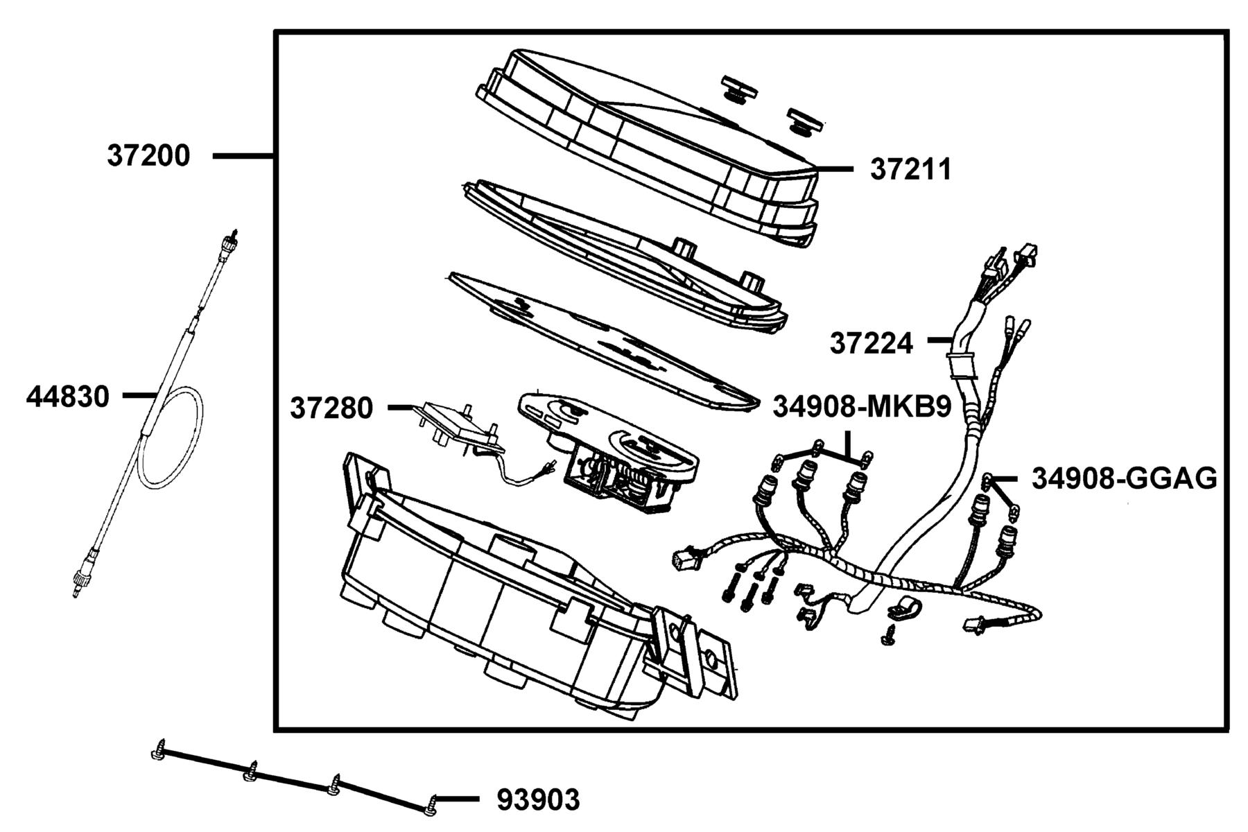 KYMCO SUPER8 150 (2011+) Speedometer parts diagram