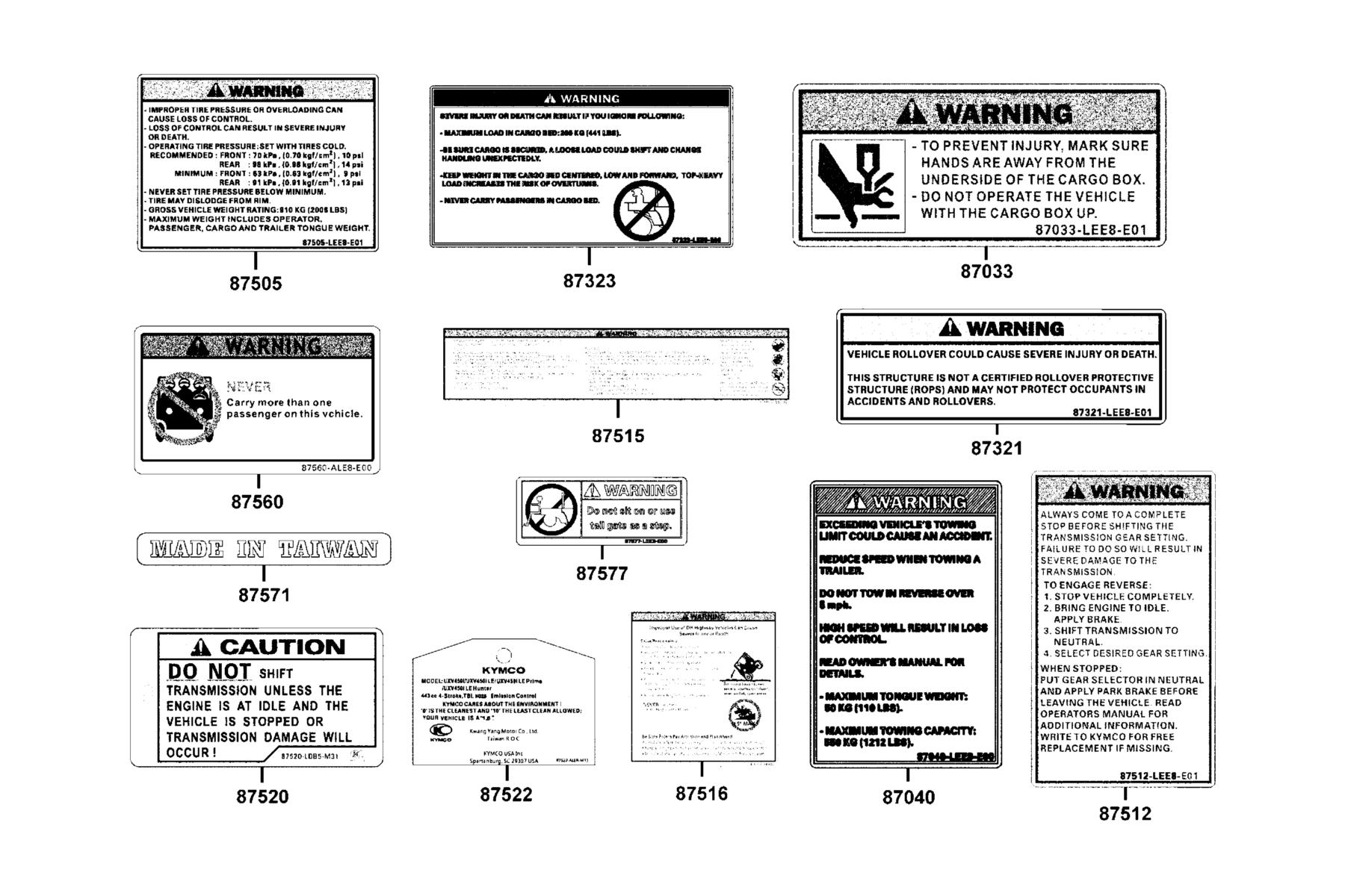 UXV 450i(2018) Caution Label parts diagram