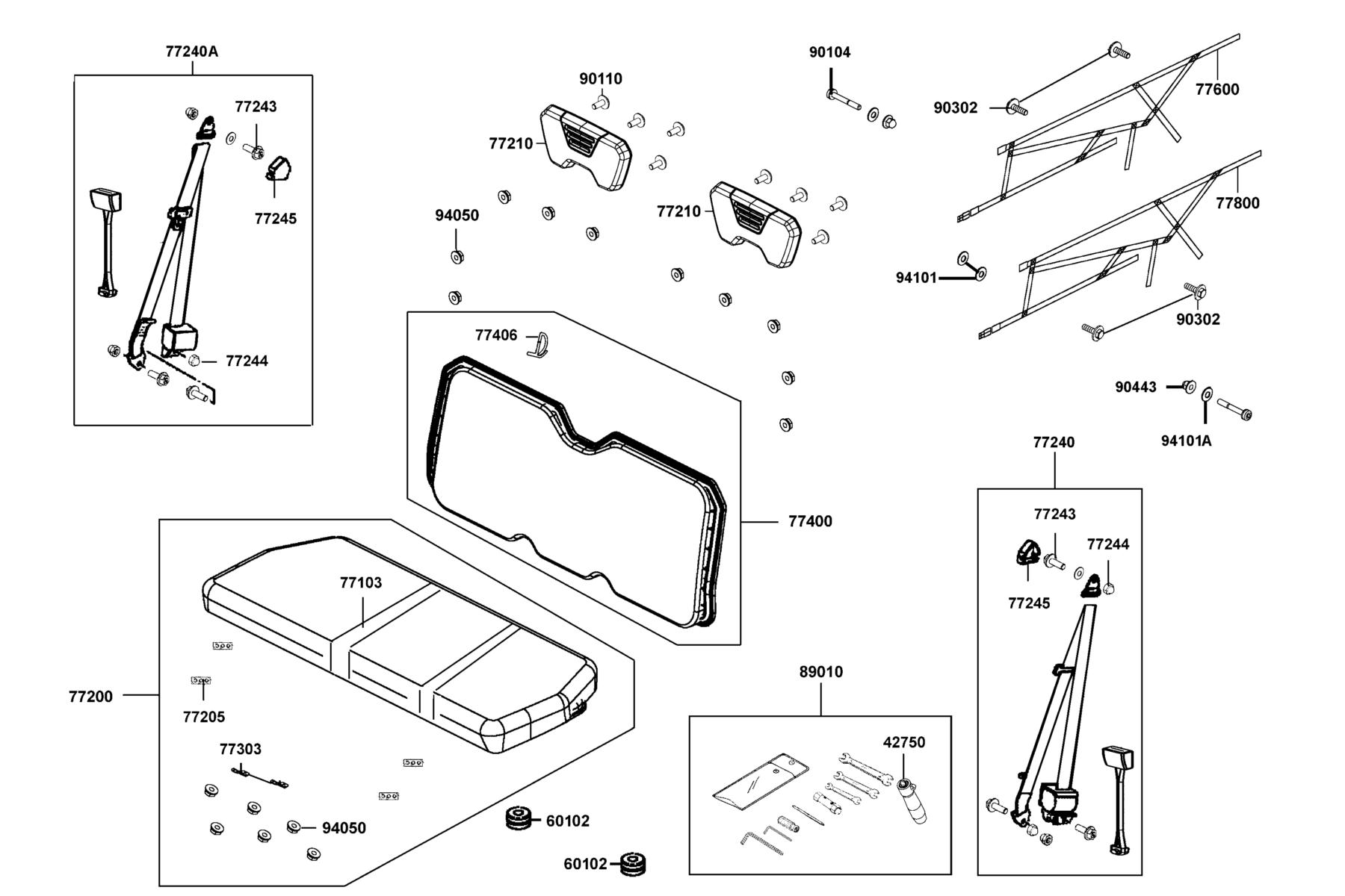 UXV 450i (2017~) Seat Assy parts diagram