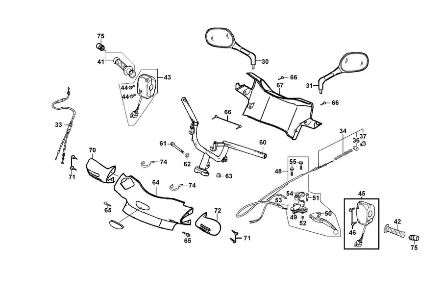 F03 Handle Steering and Handle Cover parts diagram