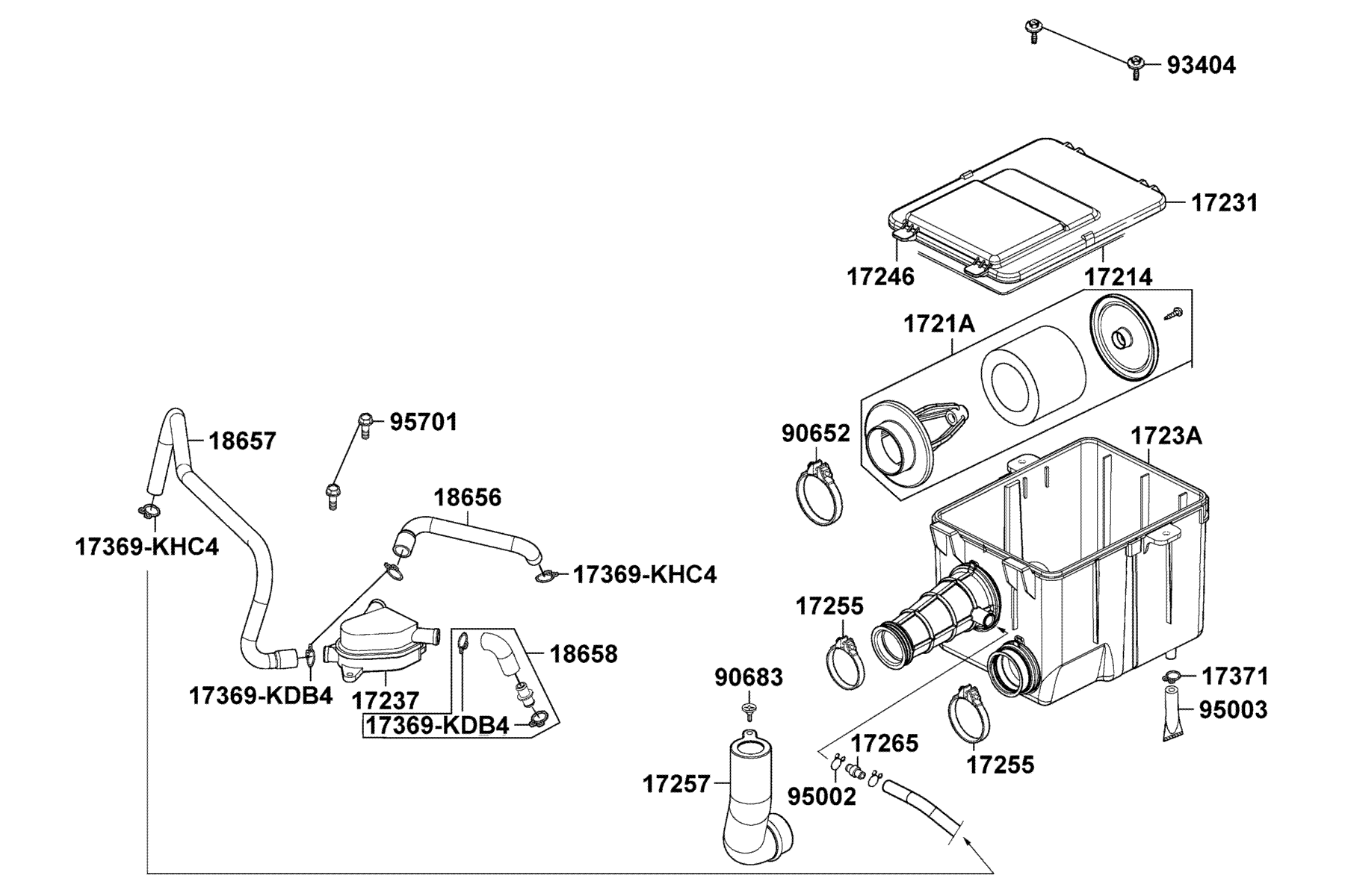 KYMCO Mongoose 250 (2004-2007) Air Cleaner parts diagram