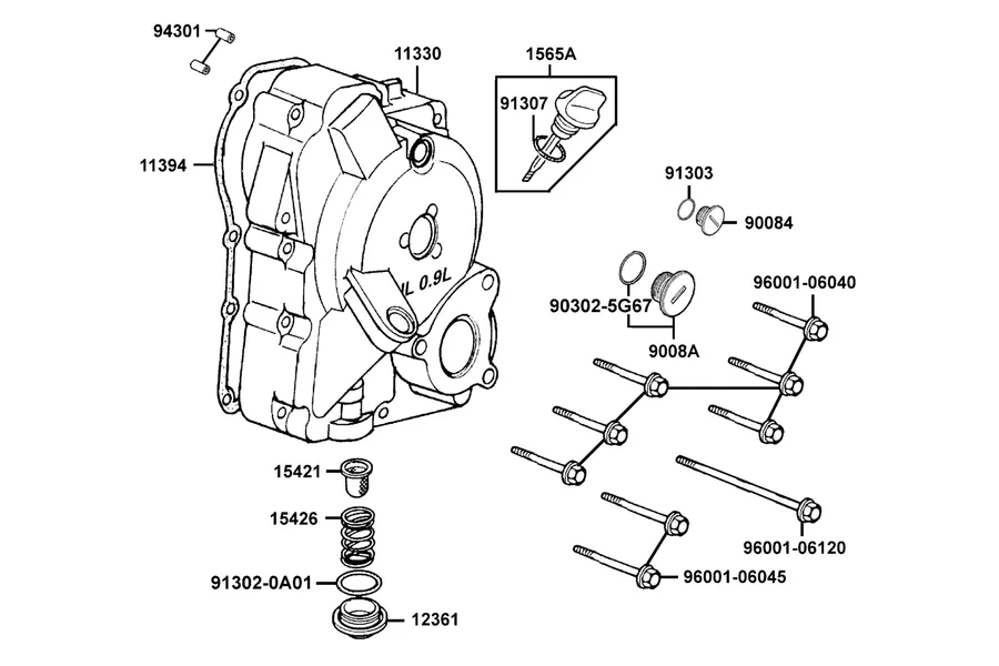 E04 Right Crankcase Cover parts diagram