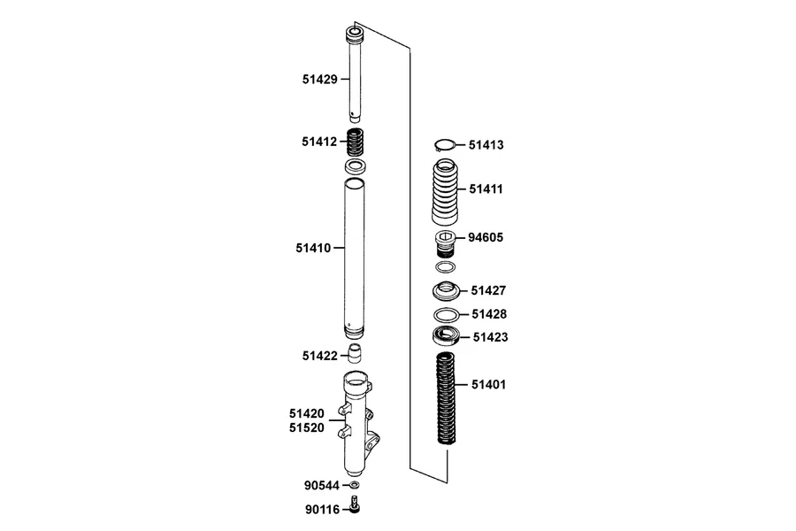 F22 Separated Parts Of Fr Fork parts diagram